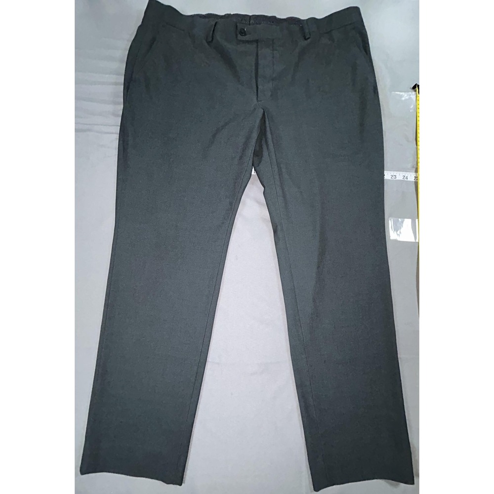 Egara Dress Pants Mens 42x30 Gray Stretch Microfiber Flat Front Straight Leg